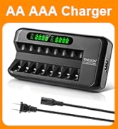 ENEGON Battery Charger (8 Slot) with 4 x 1100 mAh AAA & 4 x 2800 mAh AA Batteries, Rechargeable, ...