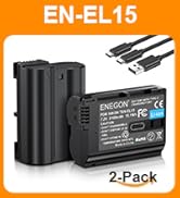 ENEGON EN-EL15 Replacement Battery (2-Pack) and Smart LED Dual Charger Kit for Nikon EN-EL15 and ...