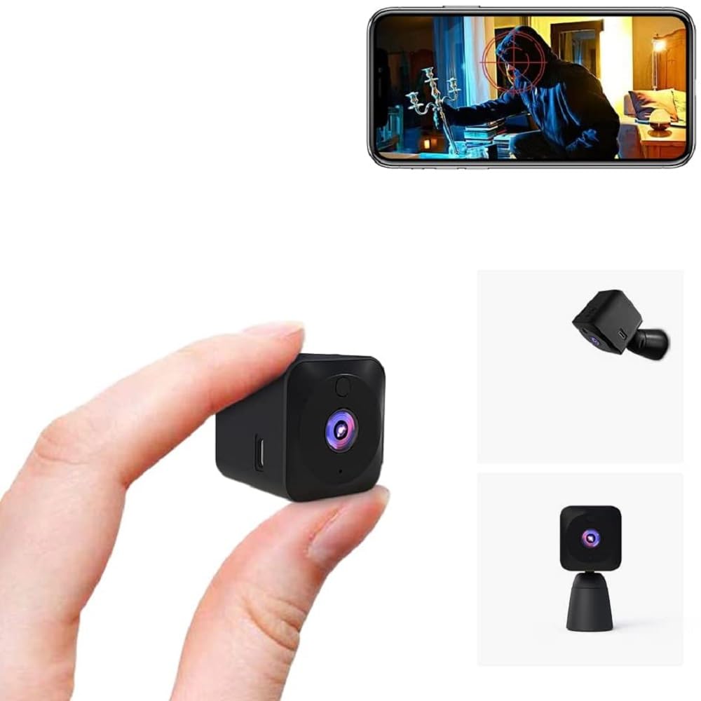 AOBOCAM Mini WiFi Spy Camera 4K HD Hidden Camera - Wireless Indoor Security Cam with Night Vision/Motion Detection/Real-Time Video/Cloud&SD Storage for Home Surveillance