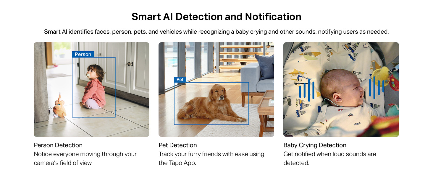 White dome-shaped security camera on surface with smartphone app interface display shown in left corner.