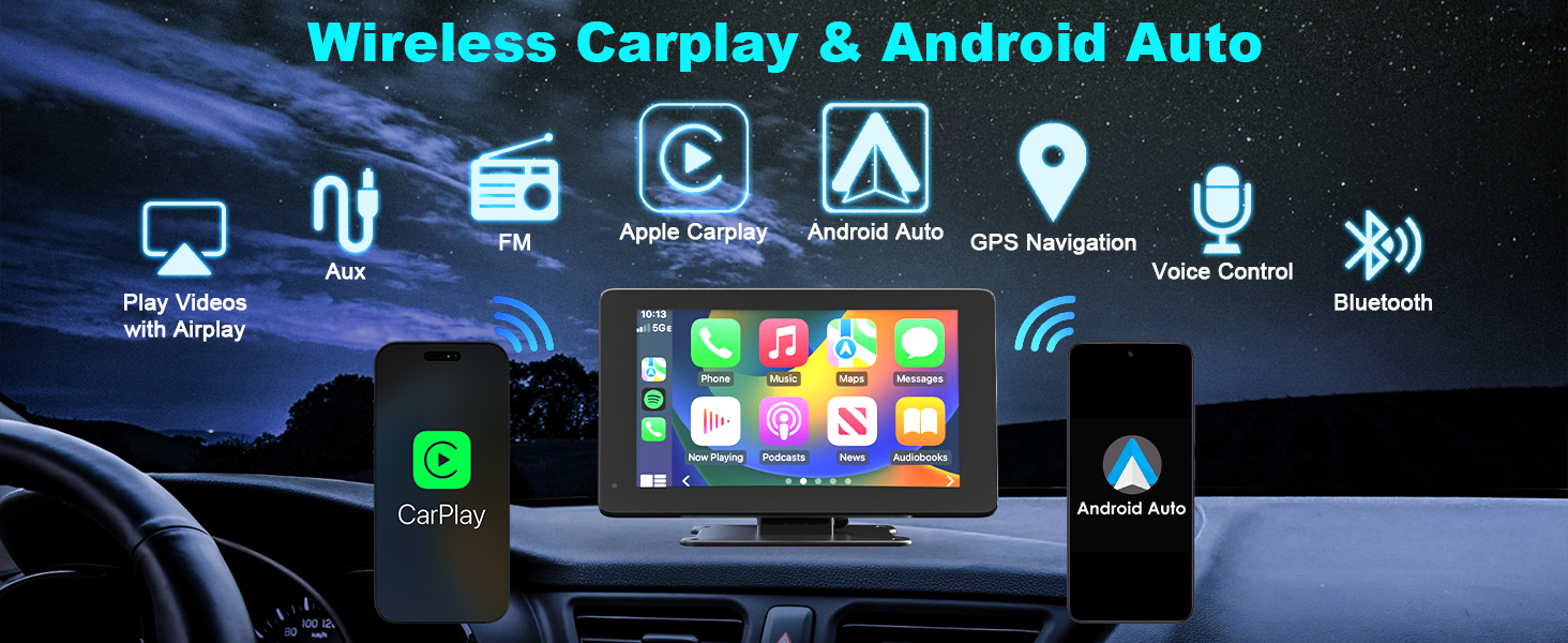 Wireless Apple CarPlay Android Auto Screen