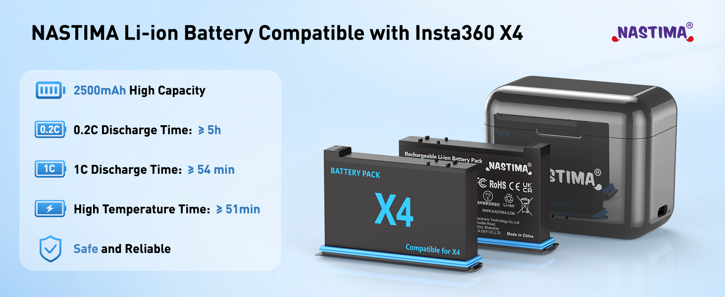 NASTIMA Li-ion Battery Compatible with Insta360 X4