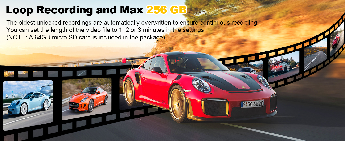 dash cam front and rear 4k wireless& bluetooth