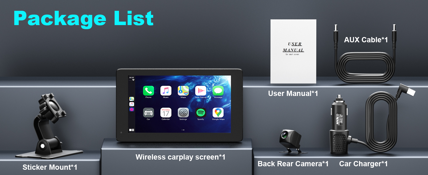 Wireless Apple CarPlay Android Auto Screen