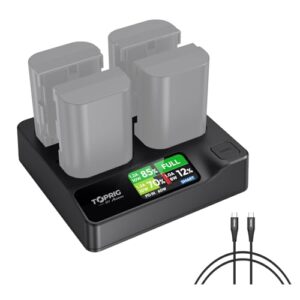Toprig LP-E6 4-channel camera battery charger PD60W fast charger with LCD display