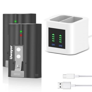 Uwayor 2 Pack 6040mAh Rechargeable Battery with Charger Station for Ring-Doorbell Camera 2/3/4/3plus