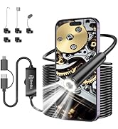 Dual-Lens Endoscope Inspection Camera, 1920P HD Ferdiiz Borescope Camera, 16.4ft Semi-Rigid Snake...