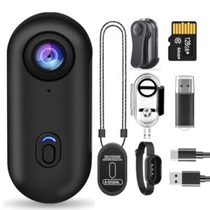 1.26 Oz 128G Tiny Action Camera with Magnetic Design and 360° Rotating Clip - 4K Underwater Camera