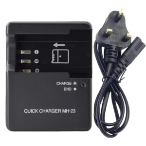 MH-23 EN-EL9 EN-EL9a Quick Battery Charger Compatible with Nikon D40 D40X D60 D3000 D5000 Digital SLR Cameras & 120cm AC Power Cord