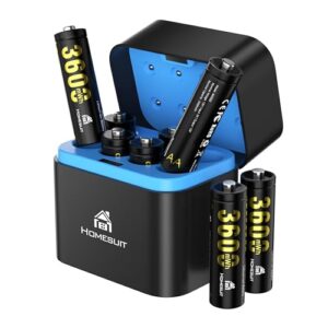 Homesuit Rechargeable AA Lithium Batteries with Charger Storage Box