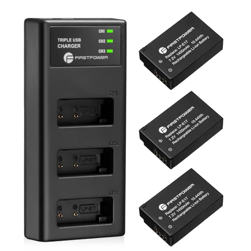 FirstPower 3-Pack LP-E17 Battery and Triple Slot Charger Replacement for Canon EOS RP