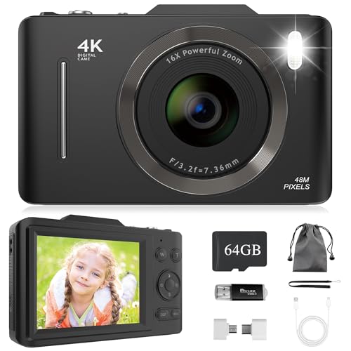 Digital Camera 4K - FHD 48MP Compact Digital Cameras with 2.8" LCD Screen