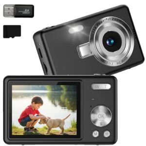 Digital Camera 1080P 44MP Mini Portable Camera for Girls Boys Students with 32GB SD Card & Card Reader Vlogging Camera with 2.4" Screen 8X Zoom Filters LED Fill Light and Anti-Shake