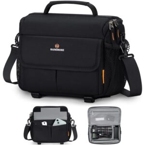 RAINSMORE Camera Sling Bag Water-Repellent Shockproof DSLR/SLR Small Camera Bag with Adjustable Strap Crossbody Camera Case for Women and Men