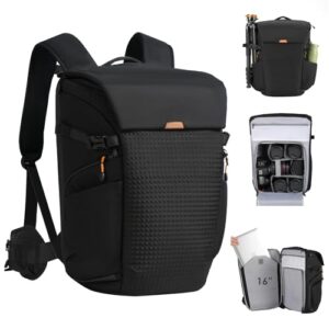 TARION Large Camera Backpack for Photography - Professional Camera Bag with 16 inch Laptop Sleeve Quick Access Side & Back Open DSLR Backpack with Waterproof Raincover Removable Waist Belt Thorne