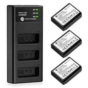 FirstPower LP-E10 Battery 3-Pack and Triple Slot Charger Compatible with Canon EOS Rebel T100