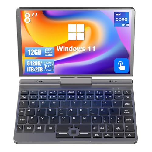 Mini Laptop 8 inch N100 Touchscreen Notebook Tablet 2 in 1 Handheld Computer Portable Small Pocket PC Win-11 Pro
