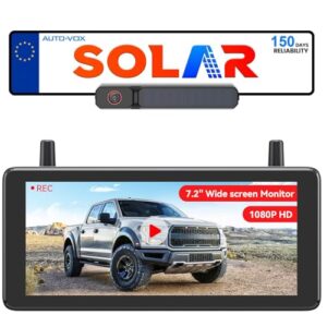 AUTO-VOX 7.2" Solar Wireless Reversing Camera with DVR Loop Recording: HD 1080P