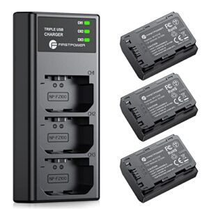 FirstPower NP-FZ100 Battery 3-Pack and Triple Slot Charger for Sony FX3