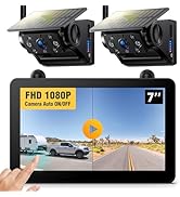 Solar Powered Wireless Reversing Camera Kit 7” 1080P Monitor, 9600mAh Rechargeable Battery 1 Min ...