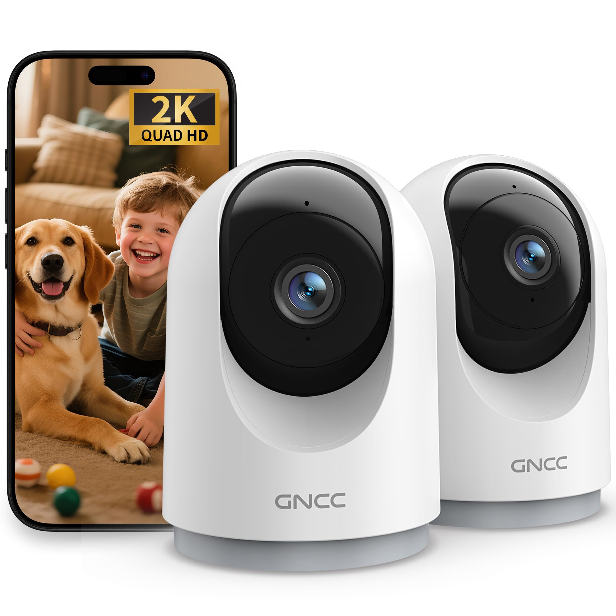 GNCC 2K Indoor Security Cameras for Pet Dog with App