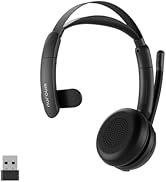 Nuroum HP31DU(2nd Gen) Wireless Headset with Mic for Work, Bluetooth Headset with Noise Cancellin...
