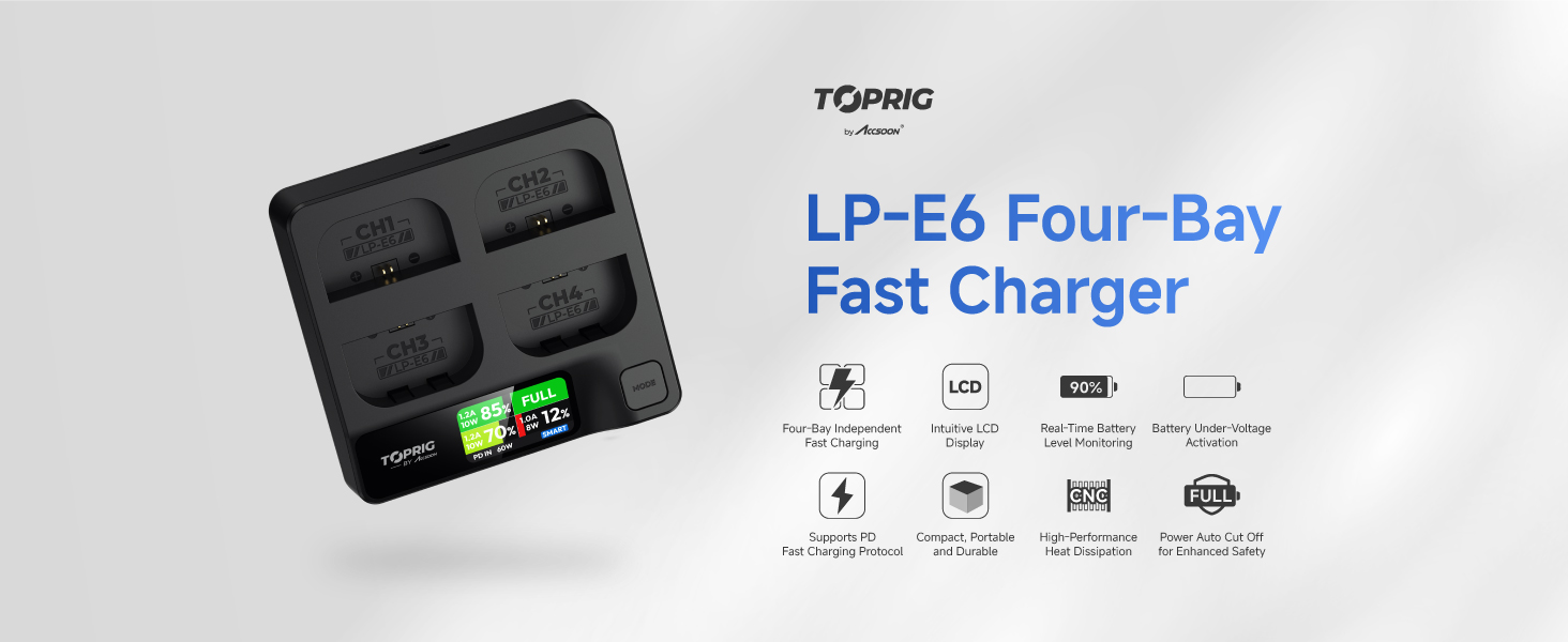 LP-E6 4-channel camera battery charger