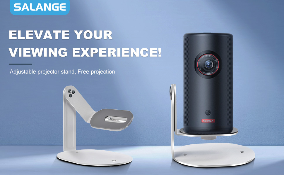 Salange brand projector mount system with adjustable white stand and black cylindrical projector unit.