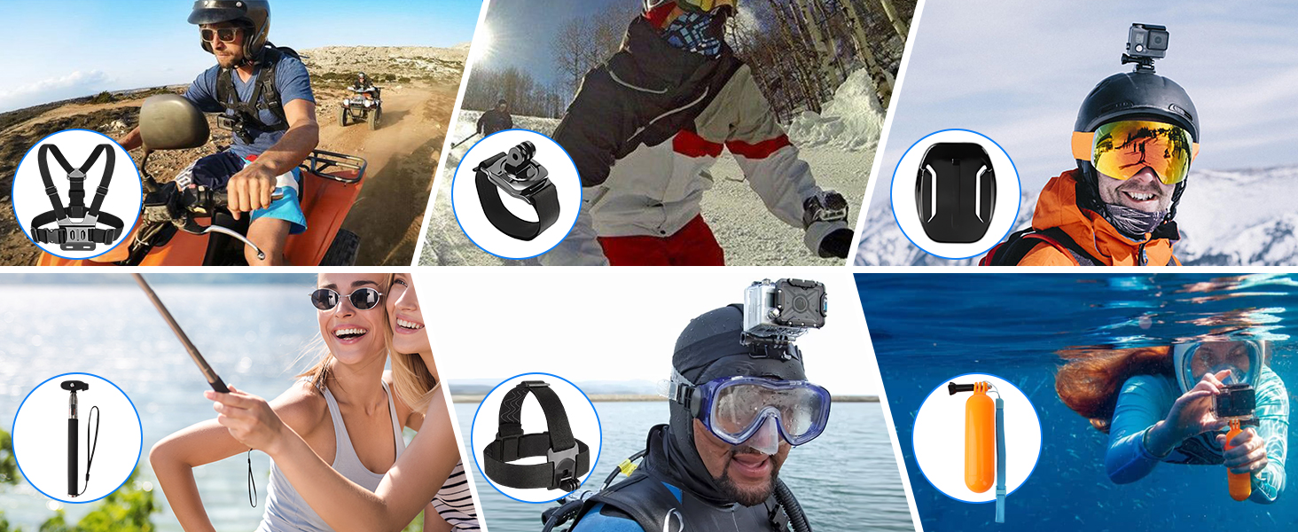 Series of silhouetted figures demonstrating skiing poses and movements, arranged in a horizontal progression against a light background with blue accents.