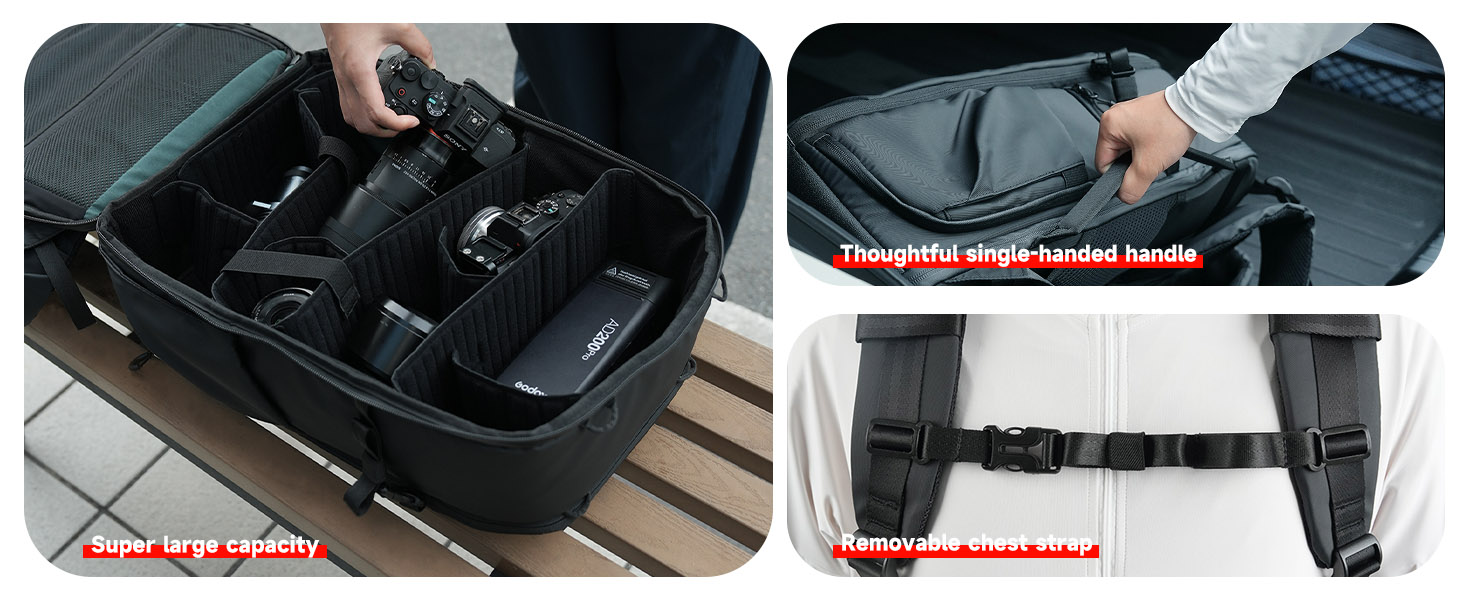 Series of car trunk organization images showing installation of black divider system with straps and compartments for securing cargo in vehicle storage area.