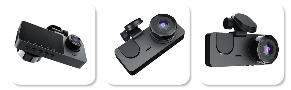 Text reads 'Triple-camera Picture-in-picture Preview.' Product image showing dashboard camera with multiple views of road and vehicle recording screens.