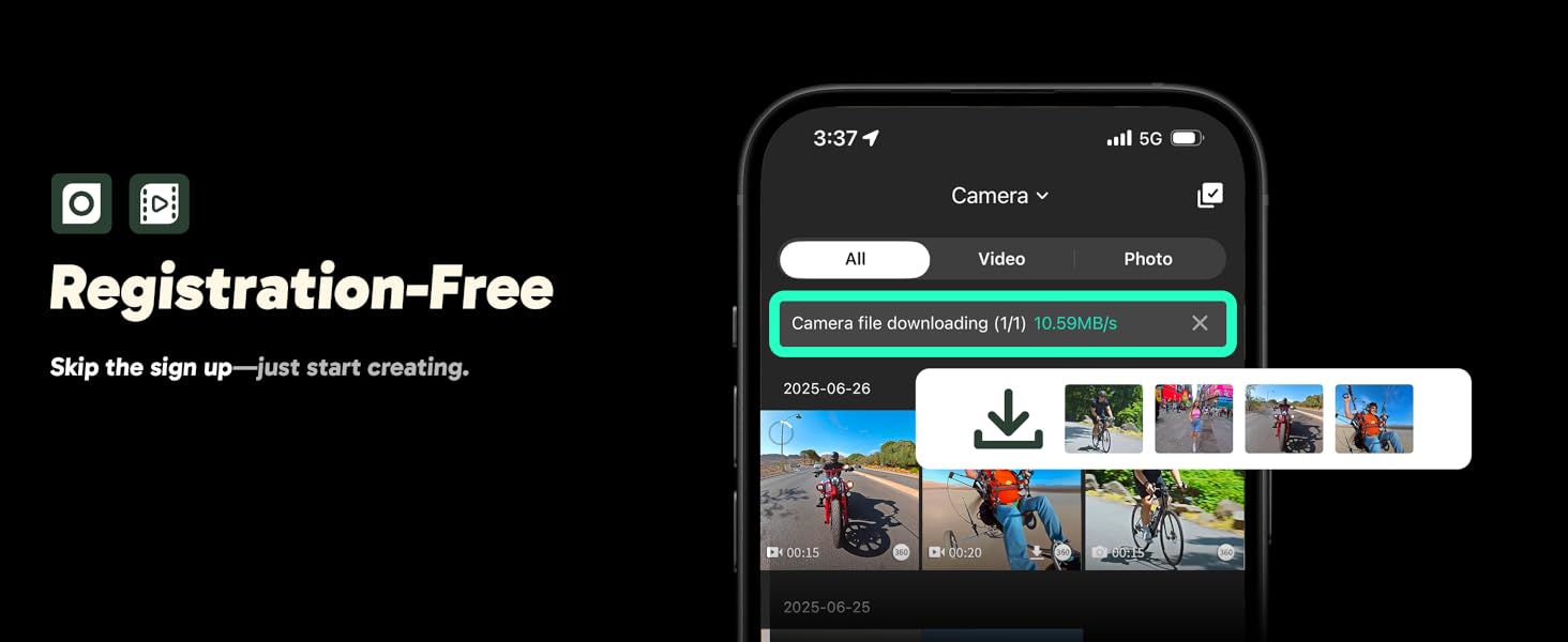 Screenshots of a mobile app interface showing dark mode display with navigation elements and menu options.