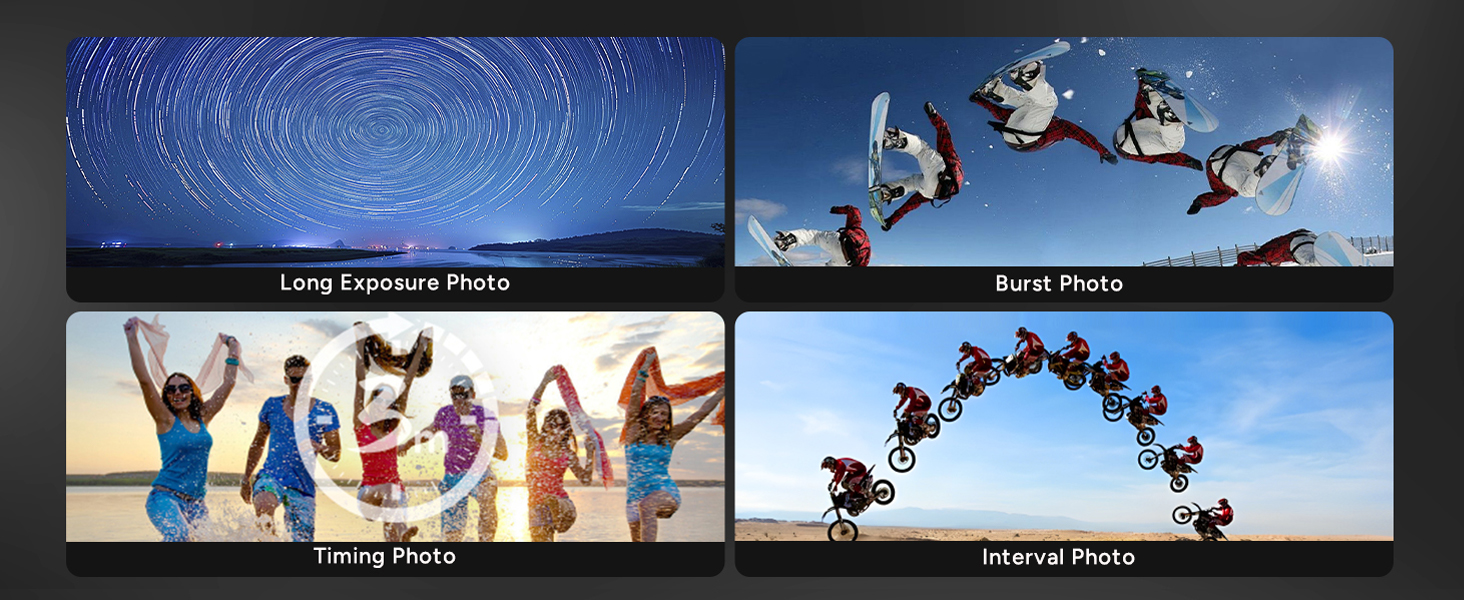 Panoramic collage showing sequence of athletic jumping or sporting movements against sky background.