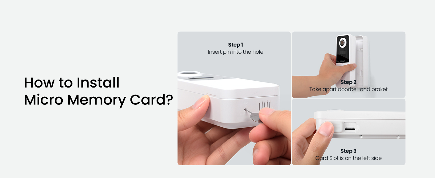 Text reads 'Micro Memory Card?' with instruction diagrams showing how to install a memory card into a device, illustrated with step-by-step images.