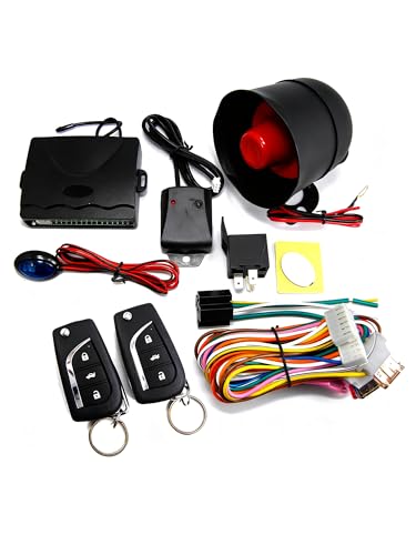 TINGSING Car Alarm System with Siren 1-Way Security Antitheft Alarm Systems with Keyless Entry Universal Anti-Theft Car Security Device for 12V DC Vehicle Which Has Central Door Lock System