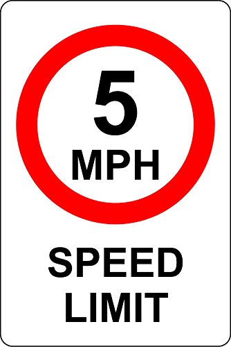 5 MPH Speed Limit Safety Sign - 3mm Aluminium sign 300mm x 200mm