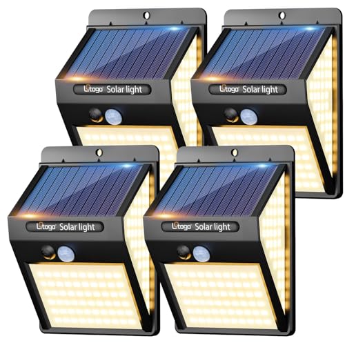 [4 Pack] 140LED Solar Security Lights Outdoor