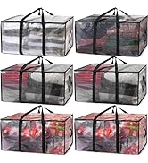 FANFX 6 Packs Heavy-Duty Storage Bags, Moving Oversized Organizer Tote, Clear Waterproof Sustaina...