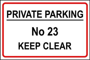 Personalised private no parking sign - 3mm Aluminium sign 300mm x 200mm