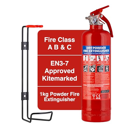 1KG ABC Dry Chemical Powder Fire Extinguisher | with Steel Wall Bracket | Fire Extinguisher for the Home or Ca