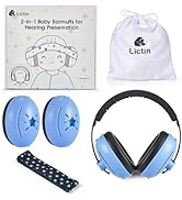 Lictin 2-in-1 Baby Ear Defenders 3-48 Months, Adjustable Ear Defenders Children with Stretchy Ban...