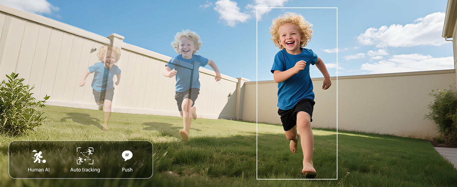 Series of outdoor action shots showing people running and jumping on grassy terrain against a blue sky background.