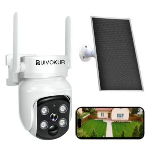 RUIVOKUR Solar Security Camera Outdoor Wireless with 360° PTZ