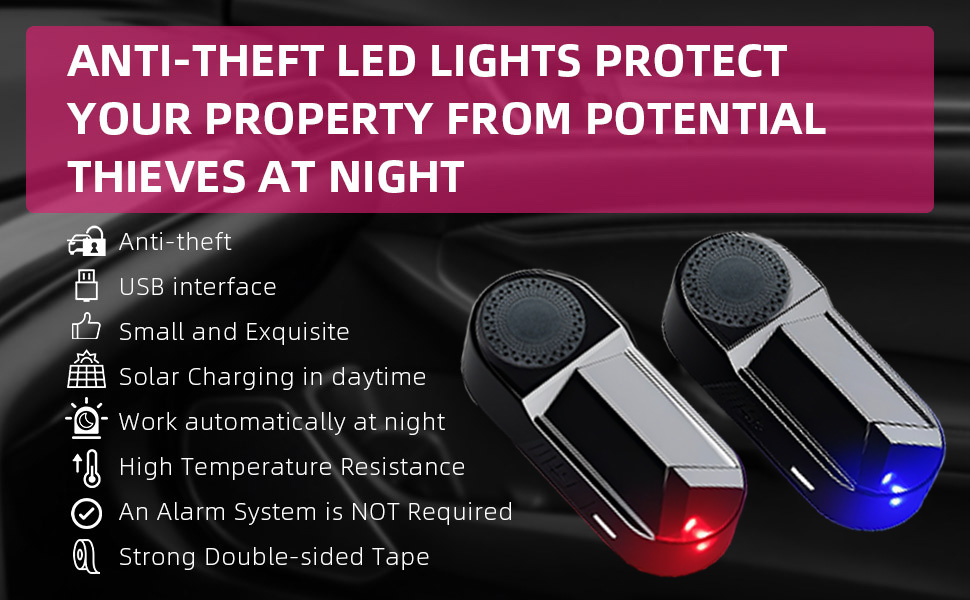 solar-powered fake car alarm flashing light