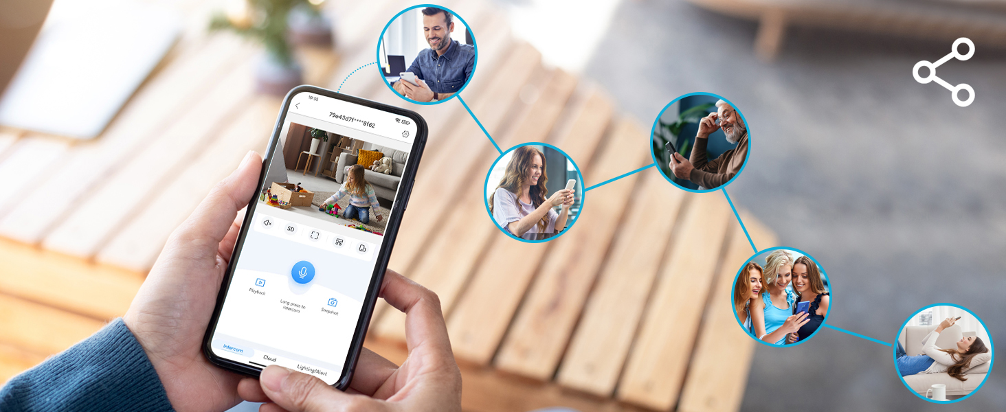 Series of photos showing an inflatable pool with blue bubble-wrap style solar cover on concrete patio, surrounded by landscaping and house exterior.