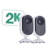 Text reads 'HD'. Two black wireless security cameras with HD label, mounted on white surface.