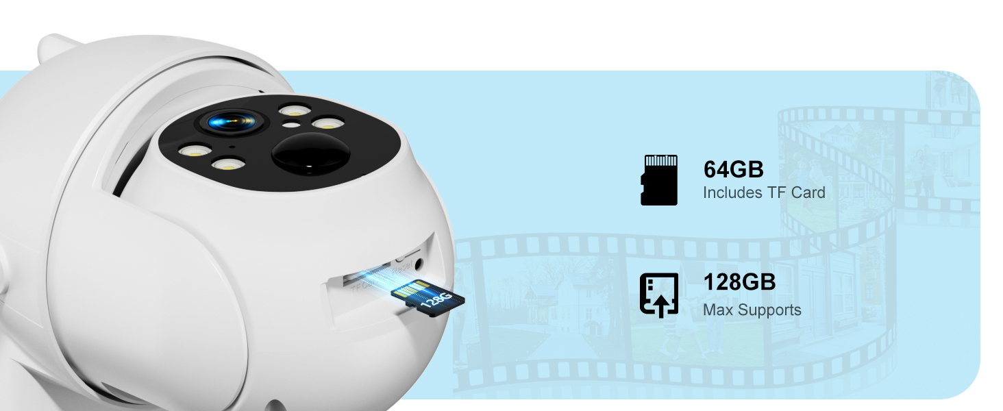 Closeup of white electronic device with round interface. Icons indicate WiFi and power functionalities on light blue background.