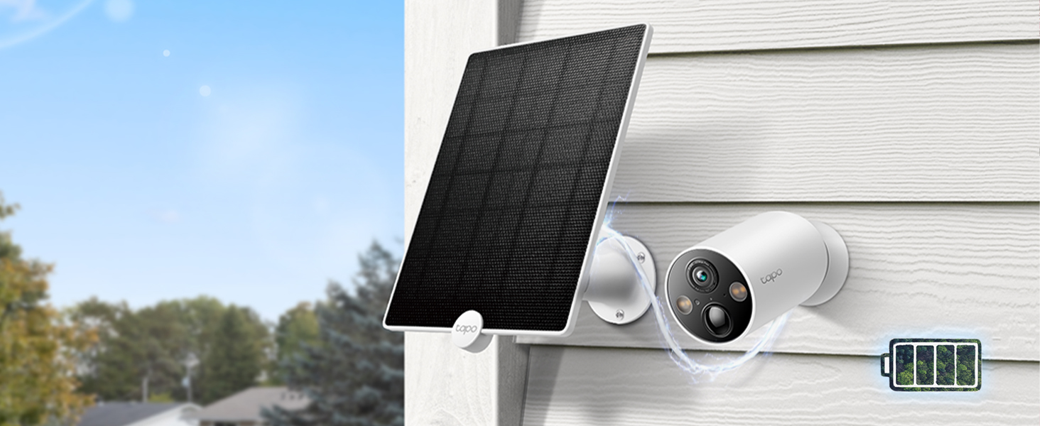 Smart Wire-Free Security Camera,2K QHD Live View,Colour Night Vision,IP66,Solar Panel Supported