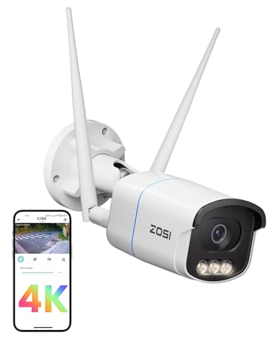 ZOSI 4K WiFi Security Camera Outdoor with 8MP Full Color Night Vision
