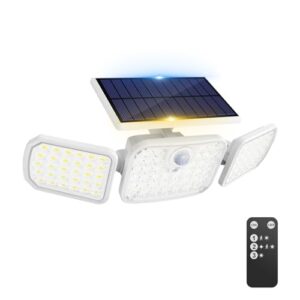 Peasur Solar Security Lights Outdoor Motion Sensor White Frame with 3 Modes